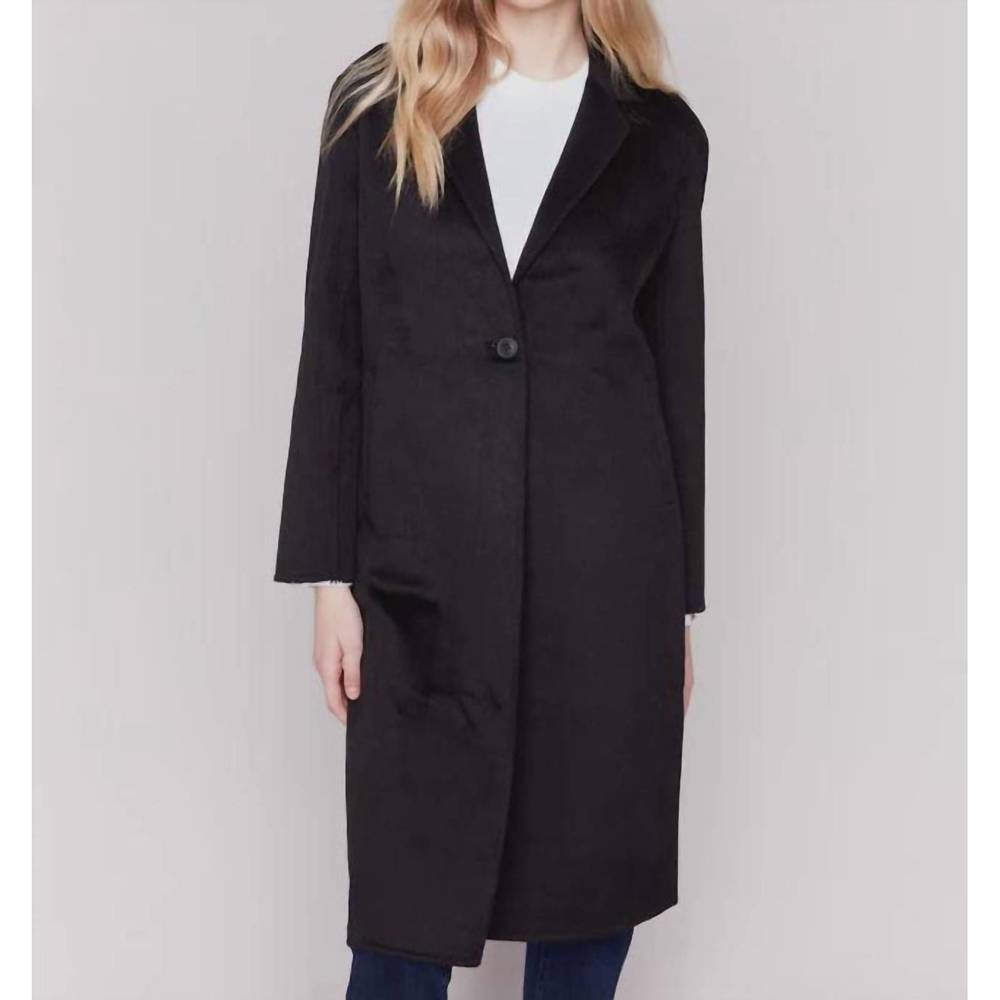 NEW CHARLIE B double face long coat in black